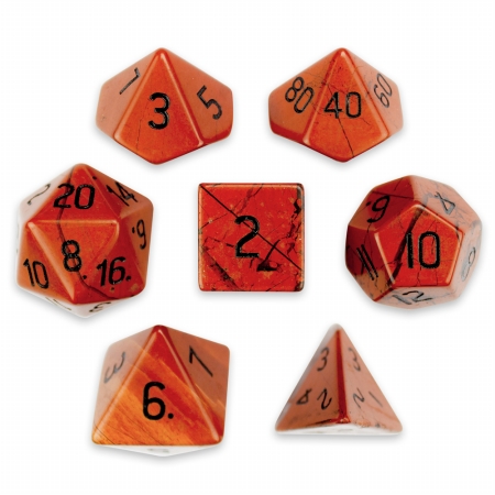 Picture of Brybelly Holdings GDIC-1911 Handmade Stone Polyhedral Dice&#44; Red Jasper - Set of 7