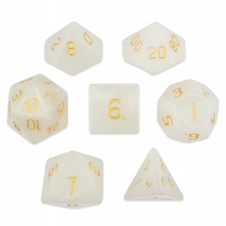 Picture of Brybelly Holdings GDIC-1912 Handmade Stone Polyhedral Dice, White Jade - Set of 7