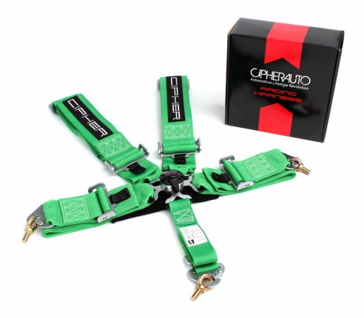 Auto Racing Green 5 Point Quick Release Racing Harness, Green