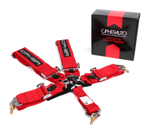 Cipher Auto CPA4005RD Cipher Racing Red 5 Point Quick Release Racing Harness; Red