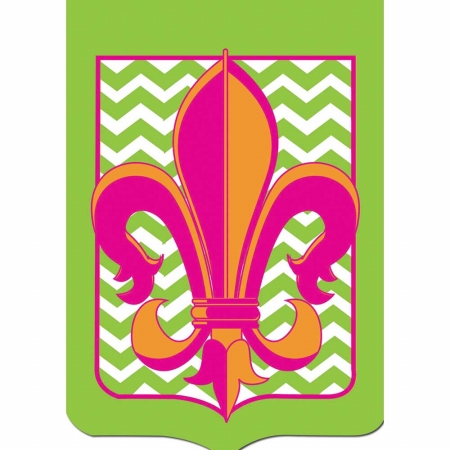 Green Chevron Fleur De Lis Flag, Large