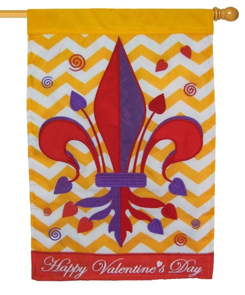 Valentine Fleur De Lis Flag - Large
