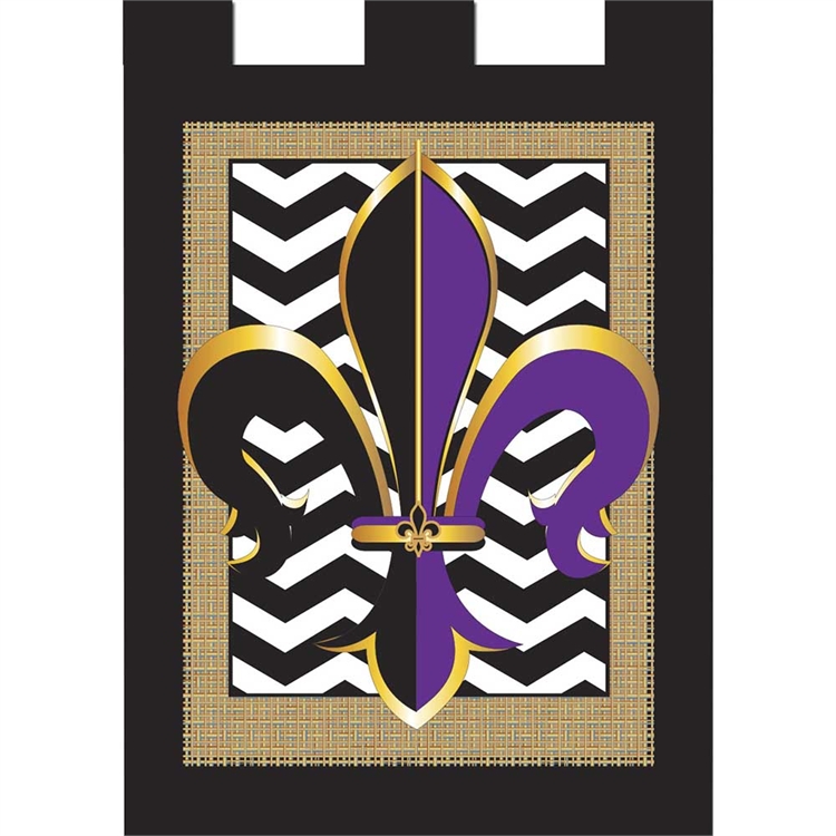804 Burlap Two Colored Fleur De Lis Flag, Large