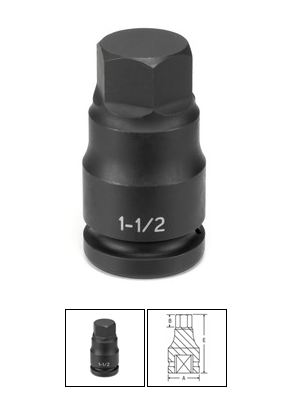 Picture of Grey Pneumatic 4934F 1 in. Drive x 1.06 in. Hex Driver