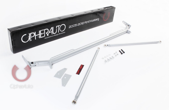 Cipher Racing Harness Bar Silver Powder Coated - 1979-1994 Ford Mustang - Silver