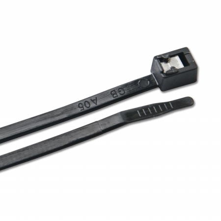 Cable Tie, 8 in L, Black, Nylon 6/6, 50 lb Strength, 500 PK