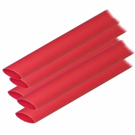 Adhesive Lined Heat Shrink Tube, 3:1 I.D. Shrink Ratio, Red, 12 in, 5 PK