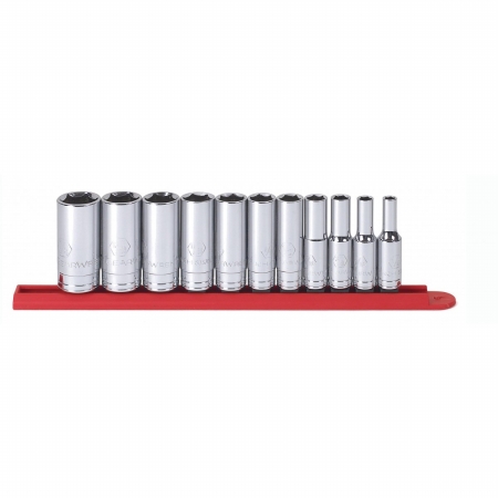 0.38 in. Drive 6 Point Standard SAE Socket Set - 11 Piece