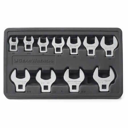 Crowfoot Drive Non-Ratcheting Wrench Set - 11 Piece