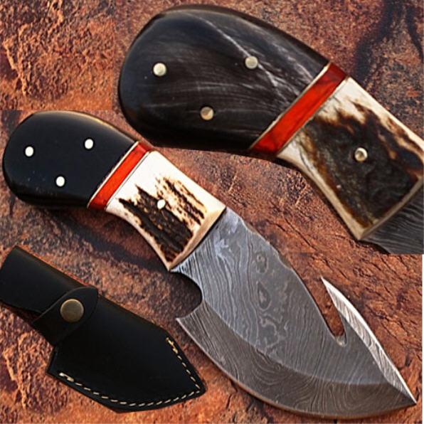 Grey Eagle Trader DM59 Real Damascus Gut Hook Skinner Knife
