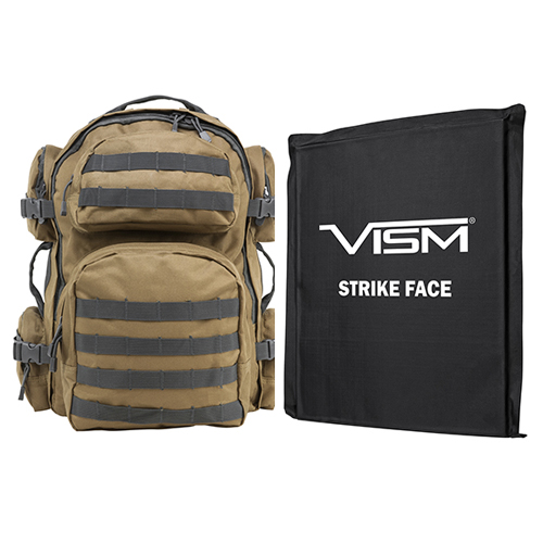 Tactical Backpack with One 10 x 12 in. Square Panels, Tan & Gray Trim