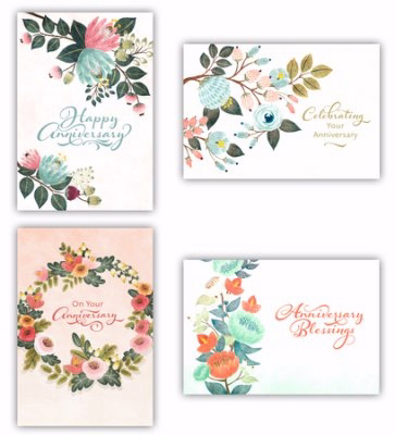 77646 Card - Boxed - Anniversary - Flower, Box of 12