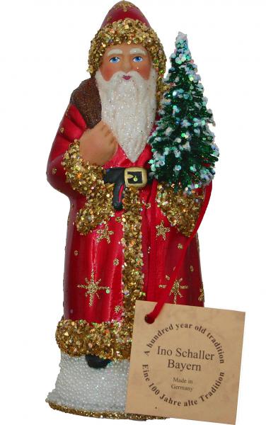 Schaller Paper Mache Candy Container - Santa Claus in a shiny Red Coat