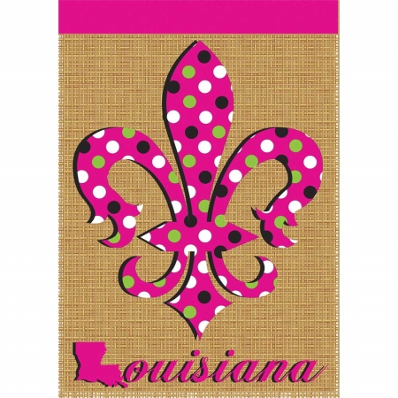 954 Burlap Pink Polka Dot Flag, Large