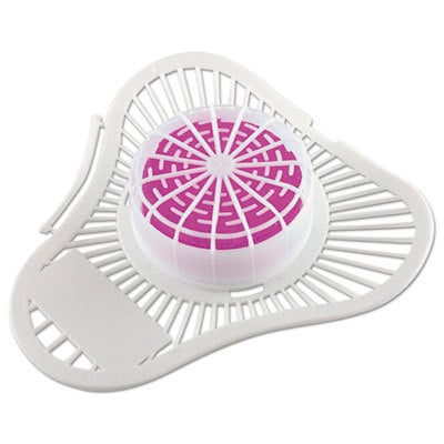 Picture of Clean Control ODO95896212 OdoBan Urinal Screen with Non-Para Deodorizer Block, White & Cherry Scent - Pink