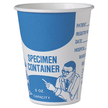 Picture of Solo Cups SCCSC378 8 oz Single Sided Poly Paper Specimen Cups&#44; Blue & White