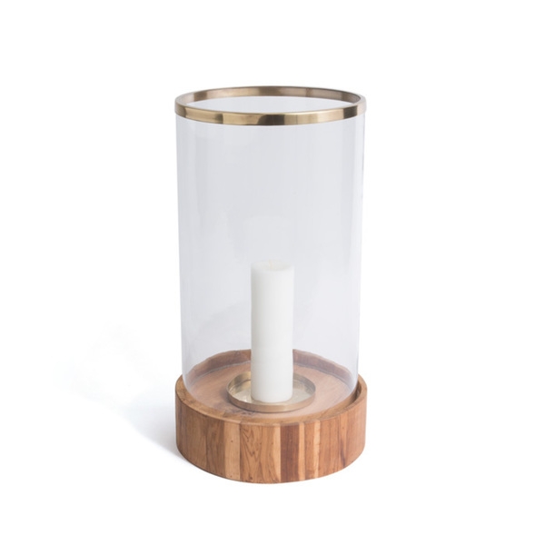 Picture of Go Home 20274-L Glass&#44; Wood & Brass Tammy Hurricane - Large&#44; Natural & Bronze - 23.5 x 12 x 12 in.