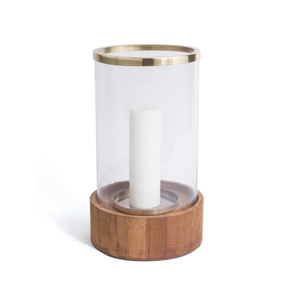 Picture of Go Home 20274-M Glass&#44; Wood & Brass Tammy Hurricane - Medium&#44; Natural & Bronze - 18 x 9.5 x 9.5 in.