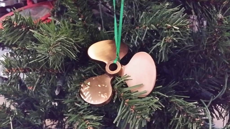 4 in. Antique Brass RMS Titanic Propeller Christmas Tree Ornament