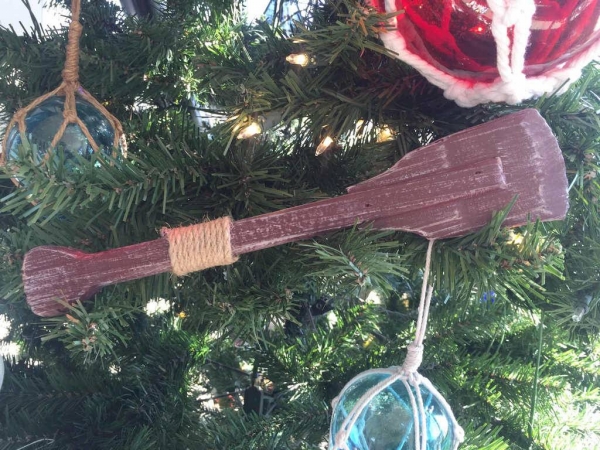 12 in. Wooden Rustic Hampshire Decorative Squared Boat Oar Christmas Ornament