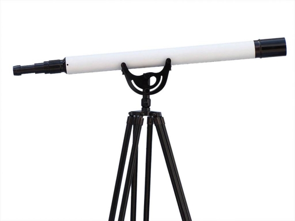ST-0148-BWLB 65 in. Floor Standing Oil Rubbed Bronzed White Leather with Black Stand Anchormaster Telescope