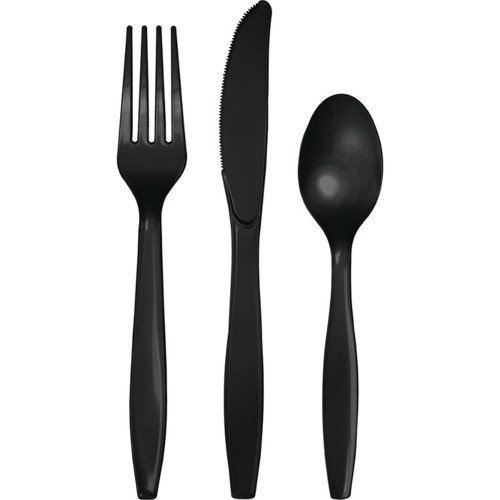 Picture of Hoffmaster Group 010427 Premium Plastic Cutlery Assortment&#44; Black - 24 per Case - Case of 12