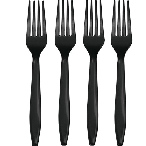 Premium Plastic Forks - Black - 24 per Case - Case of 12