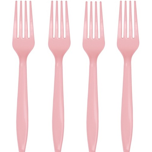 Premium Plastic Forks - Classic Pink - 24 per Case - Case of 12