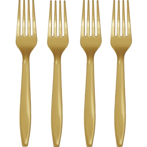 Premium Plastic Forks - Gold - 24 per Case - Case of 12