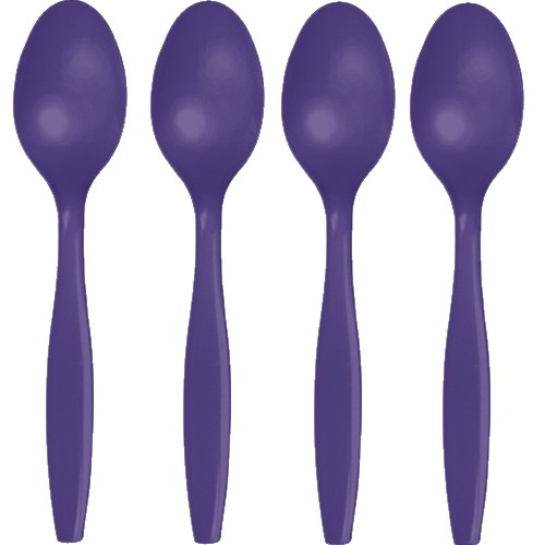 Premium Plastic Spoons - Purple - 24 per Case - Case of 12