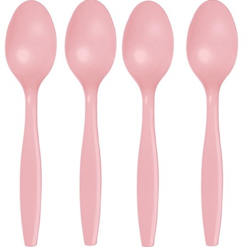 Premium Plastic Spoons - Classic Pink - 24 per Case - Case of 12