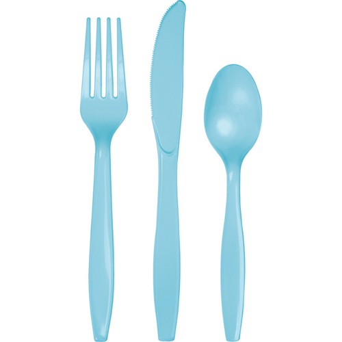 Picture of Hoffmaster Group 010604 Premium Plastic Cutlery Assortment&#44; Pastel Blue - 24 per Case - Case of 12