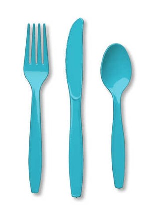 Picture of Hoffmaster Group 010616 Premium Plastic Cutlery Assortment&#44; Bermuda Blue - 24 per Case - Case of 12
