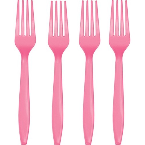 Premium Plastic Forks - Candy Pink - 24 per Case - Case of 12