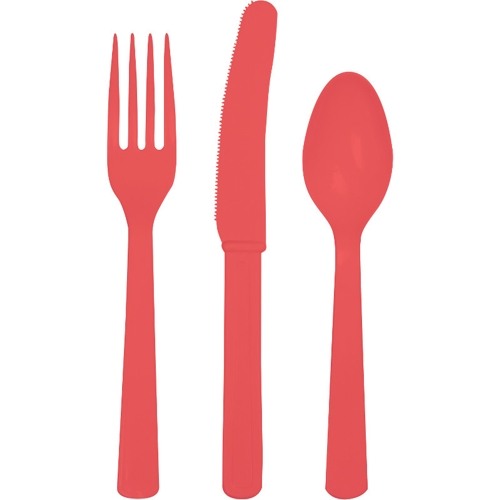 Picture of Hoffmaster Group 013146 Premium Plastic Cutlery Assortment, Coral - 24 per Case - Case of 12