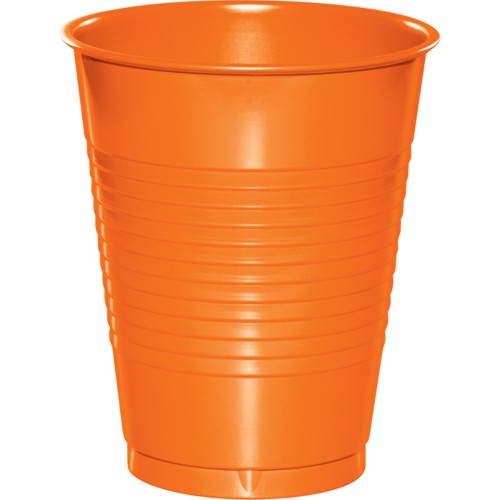16 oz Plastic Cups, Orange - 20 per Case - Case of 12