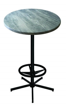 Black Pub Table - Greystone Top - 30 in. Diameter - Durable Design