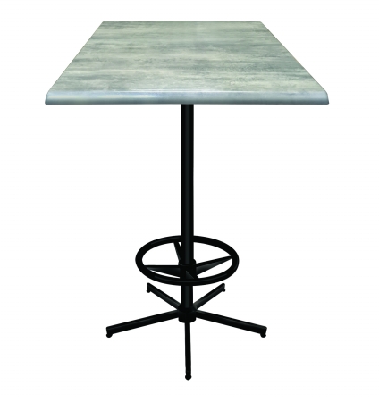 OD21642BWOD36SQGryStn 42 in. OD216 Black Pub Table with 36 x 36 in. Square Indoor & Outdoor Greystone Top