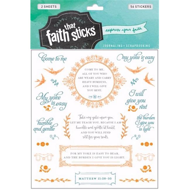 Tyndale House Publishers 76781 Sticker - Matthew 11 - 28 - 30 - 2 Sheets - Fa...
