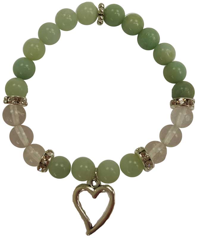 JB8AMAH 8 mm Amazonite - Quartz Heart Bracelet