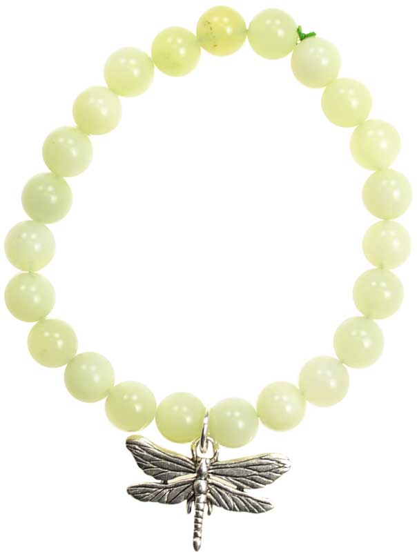 New Jade Serenity Dragonfly Silver Bracelet