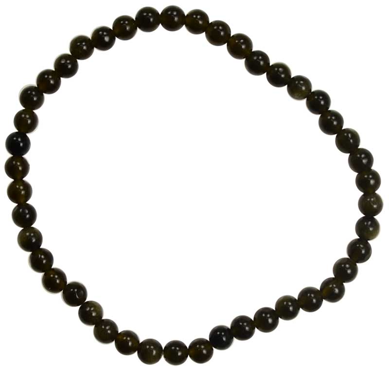 4 mm Black Obsidian Stretch Bracelet - Black - 4 mm