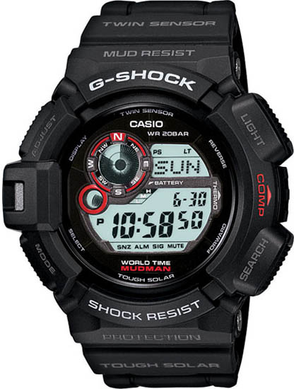 Picture of Casio G9300-1 Black Resin MudMan Twin Sensor G-Shock Tough Solar Strap Digital