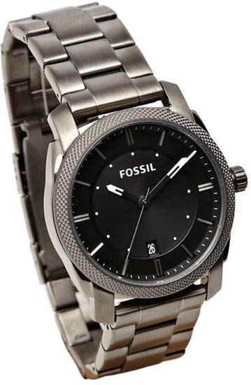 FS4774 Stainless Steel Case & Bracelet Round Black Tone Dial Quartz Display Mens Watch -  Fossil