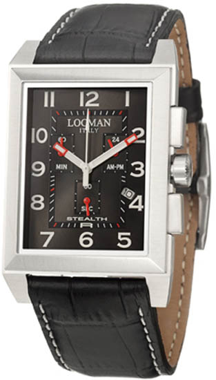 242BK2BK Stainless Steel Stealth R Quartz Chronograph Black Dial Leather Strap Watch