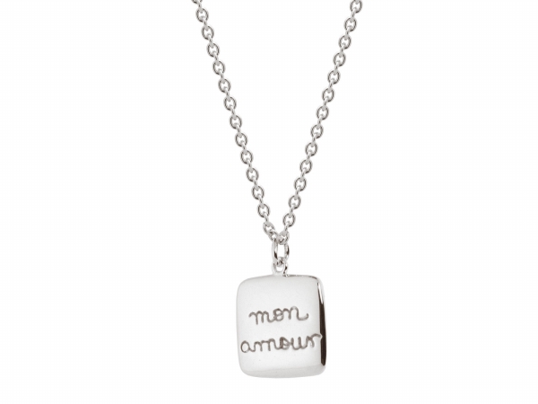 Picture of Fronay Collection 211510 Sterling Silver Mon Amour Pendant Necklace&#44; 15.5 in. Plus 1.5 in.