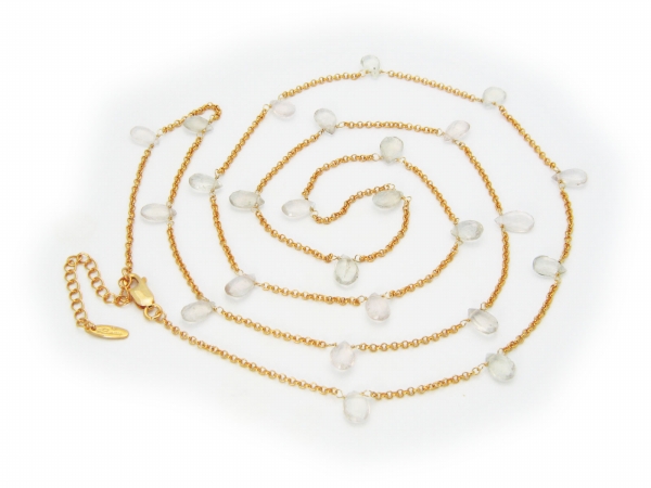 Picture of Fronay Collection 211500S 18K Gold Plated Sterling Silver Briolet Quartz Stone Necklace&#44; 30 in.