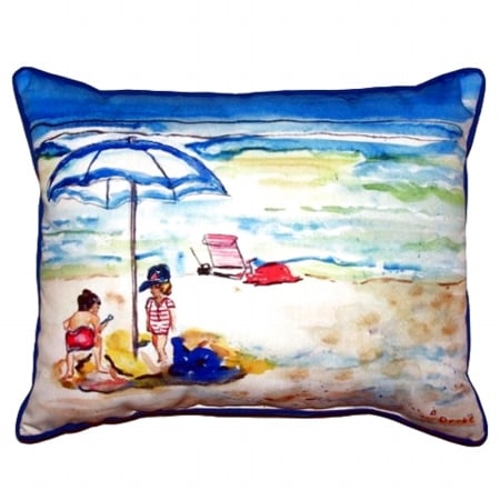 Children At The Beach Extra Large Zippered Pillow