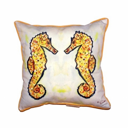 Gold Sea Horses Extra Large Zippered Pillow - 20 x 24 in.