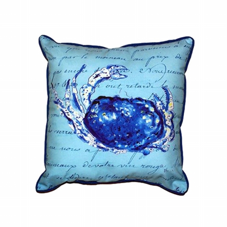 HJ358 Blue Script Crab Large Indoor & Outdoor Pillow - 16 x 20 in.